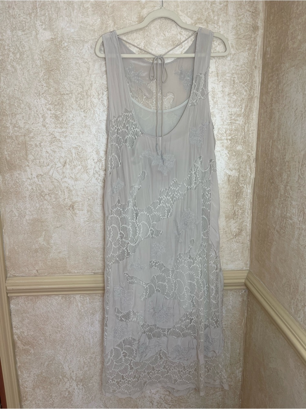 Free People Many Moons Midi Lace Slip Dress Sz S Beige Cream Fairy Romantic - Picture 8 of 15